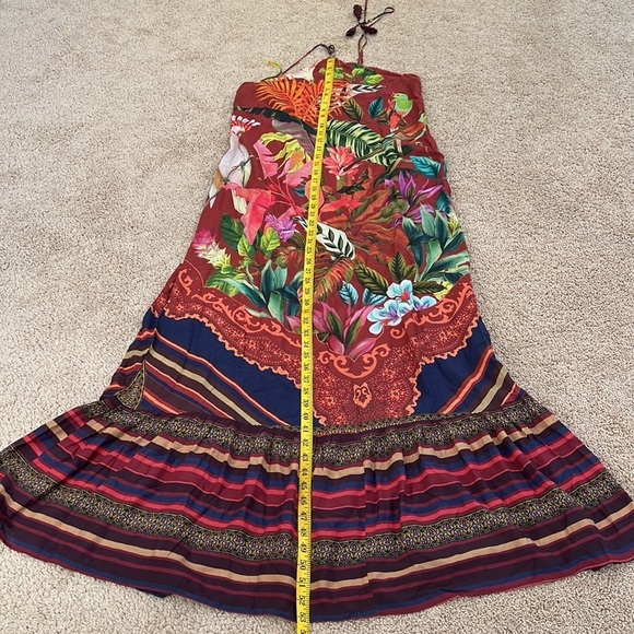 FARM Size S Mackaw leaves tropical halter backless long dress - Picture 9 of 11